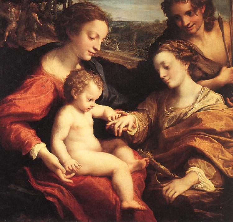 CORNELISZ VAN OOSTSANEN, Jacob The Mystic Marriage of St Catherine dfg Germany oil painting art